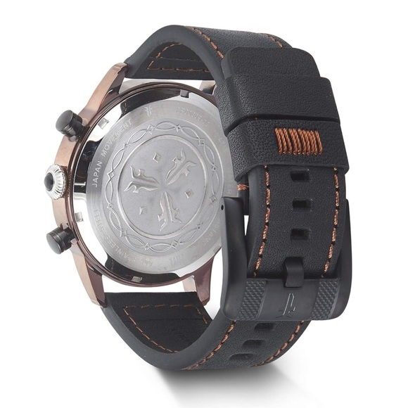 FRYE Men's GRAHAM Stainless Steel Japanese Quartz Leather Strap, Black/Brown - Picture 9 of 9